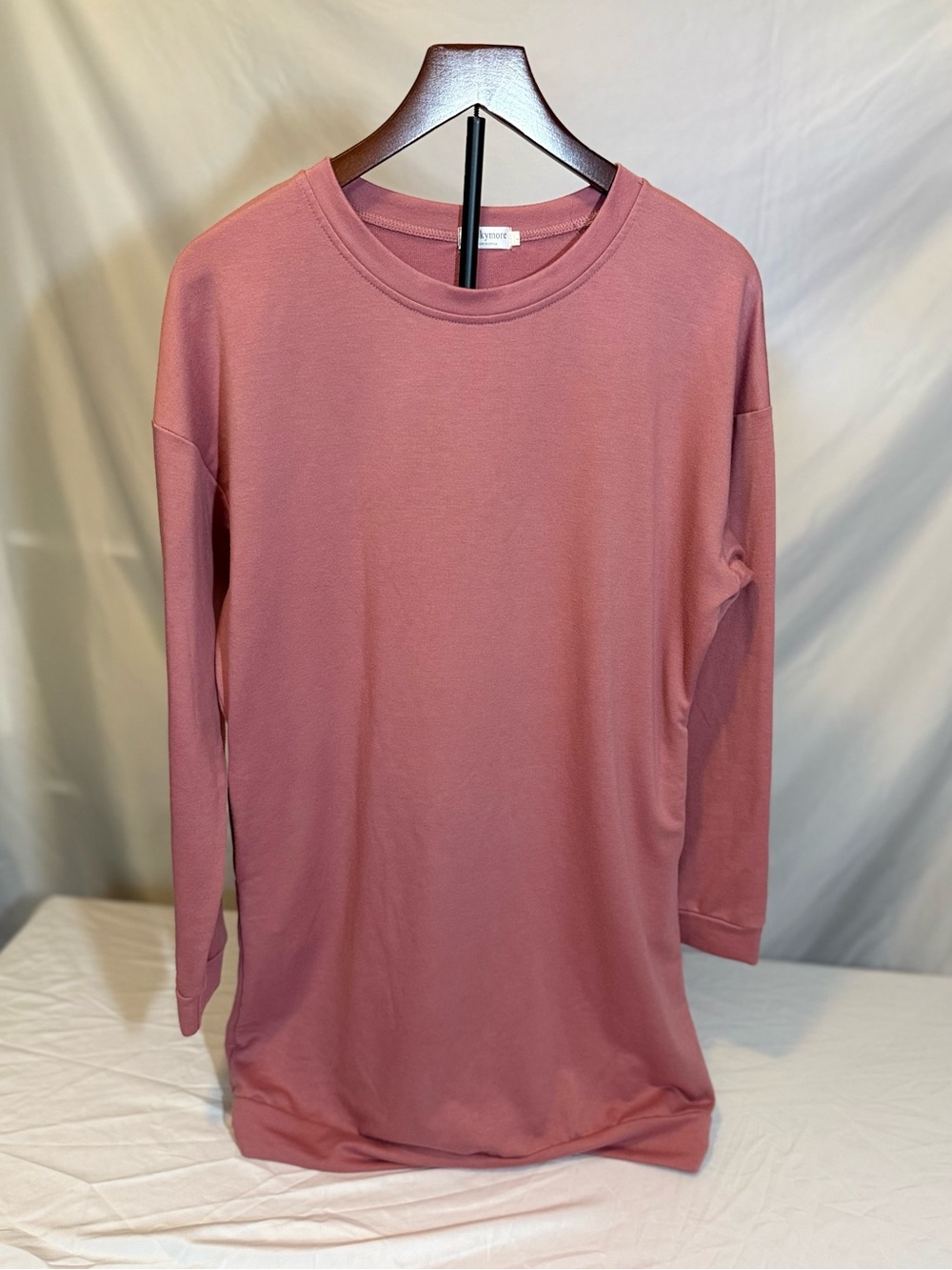Luckymore Brand Rose-Mauve Long Sleeve Sweatshirt Dress Size Large (Y40)